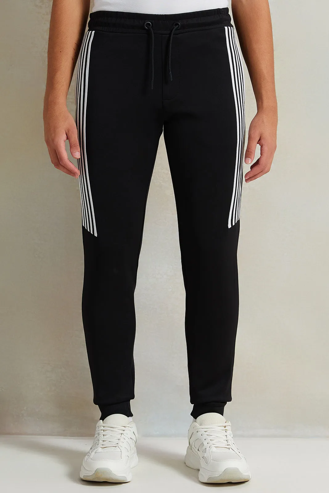 Senior Boys Black And White Hooded Jogger Set (3 Piece)