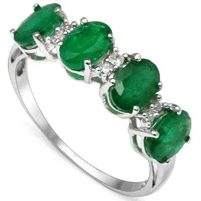 SMASHING ! 1.69 CARAT EMERALD & DIAMOND 10KT SOLID GOLD BAND RING