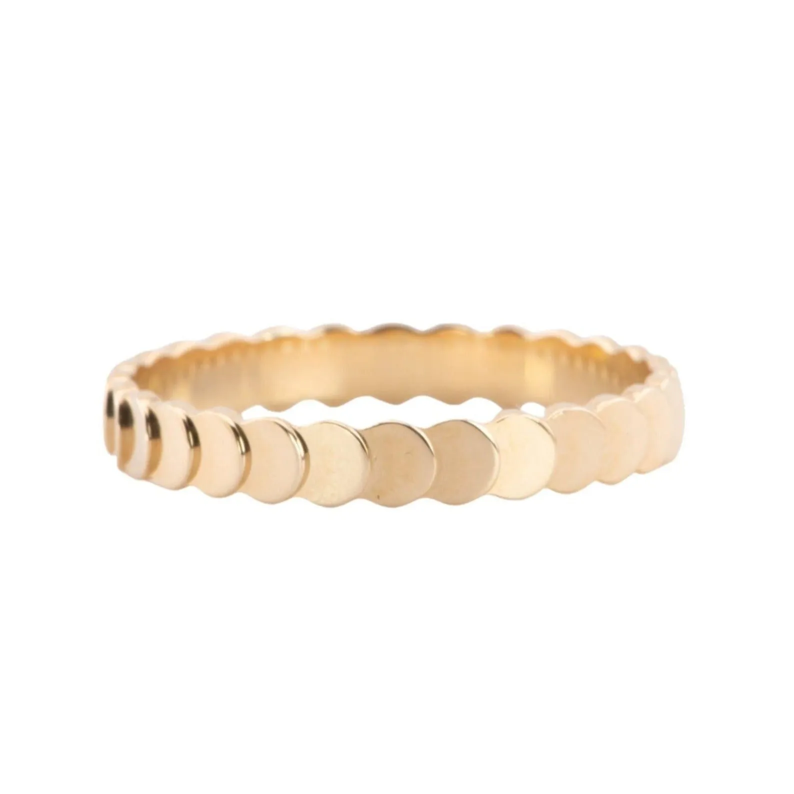 Solid 18K Gold Unique Circle Flap Stacking Band R5065