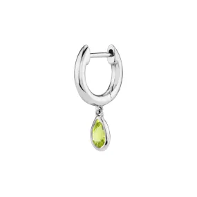 Teardrop Slim Hoop - Peridot / 14k White Gold