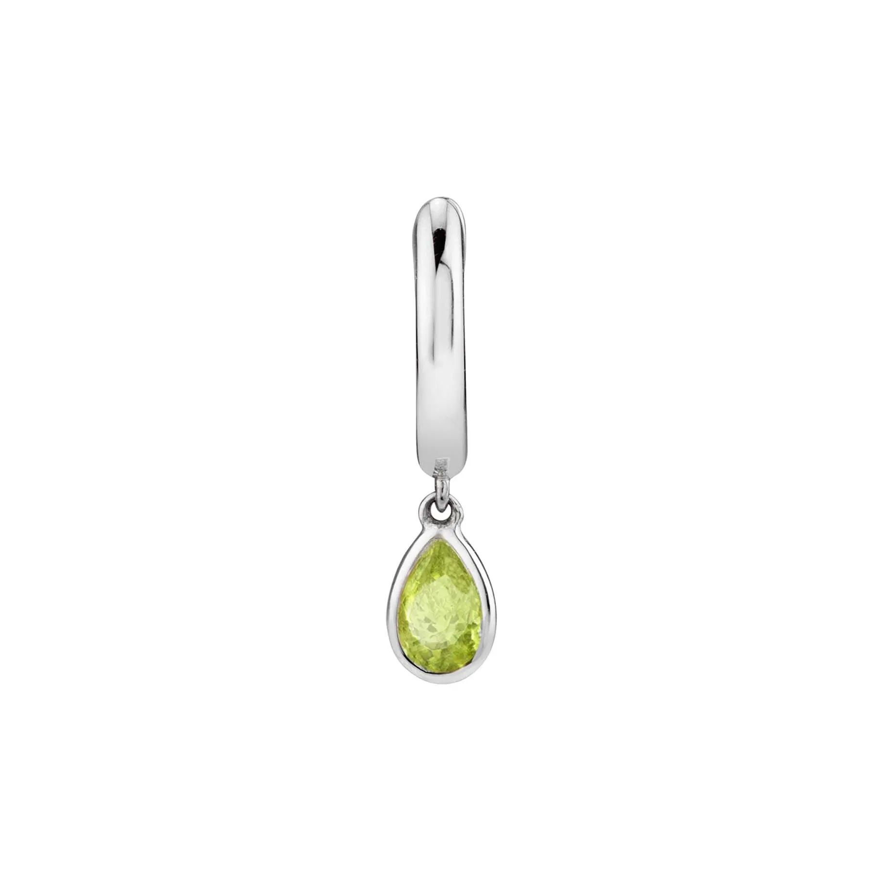 Teardrop Slim Hoop - Peridot / 14k White Gold