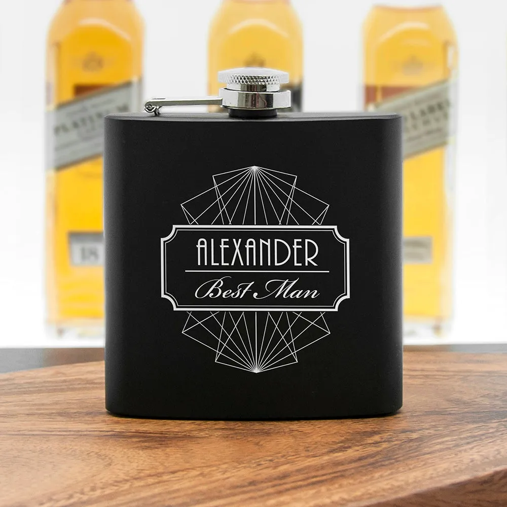 Thank You For Being My Best Man Black Matte Hip Flask