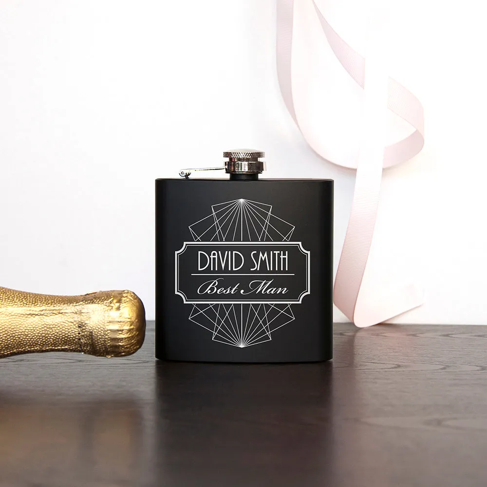 Thank You For Being My Best Man Black Matte Hip Flask