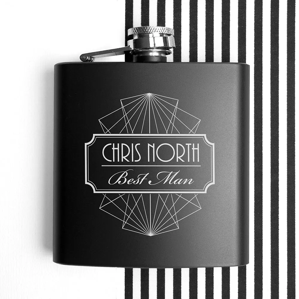 Thank You For Being My Best Man Black Matte Hip Flask