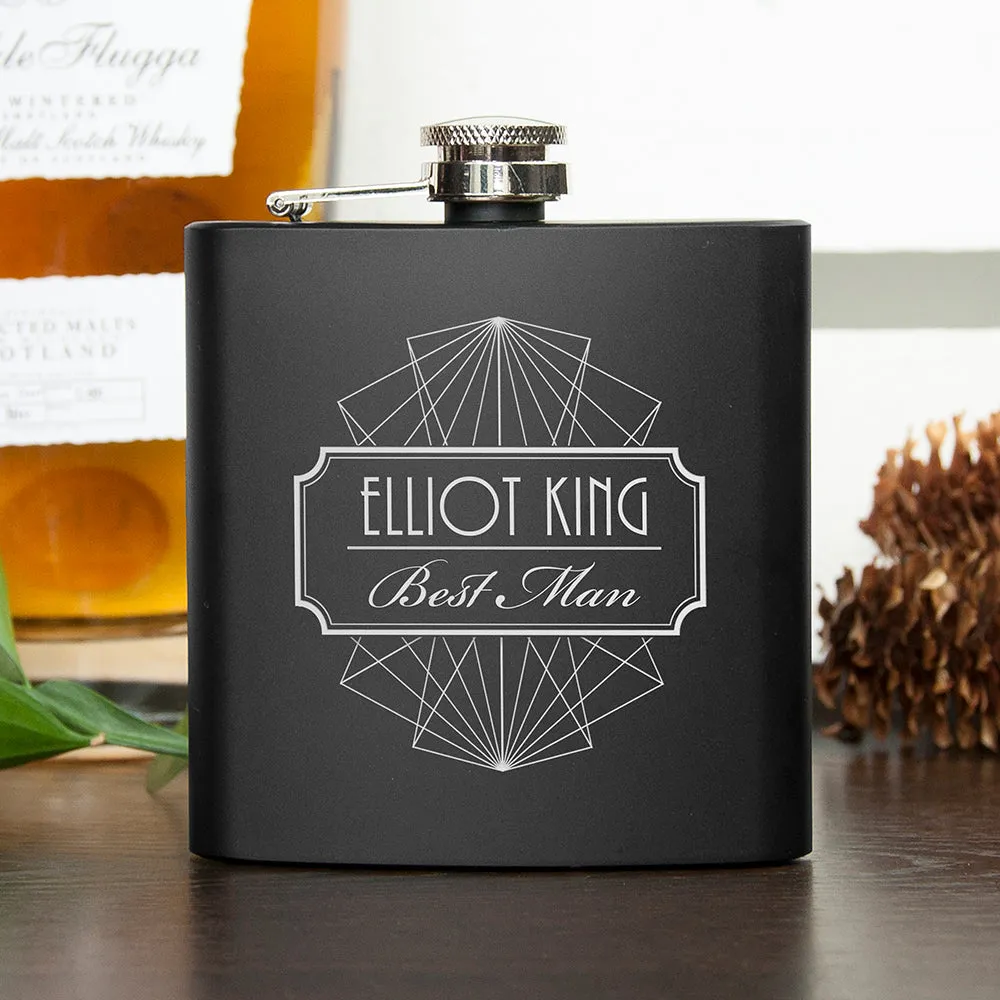 Thank You For Being My Best Man Black Matte Hip Flask