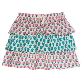 Tiered Mini Skort- Pink and Turquoise Marigold