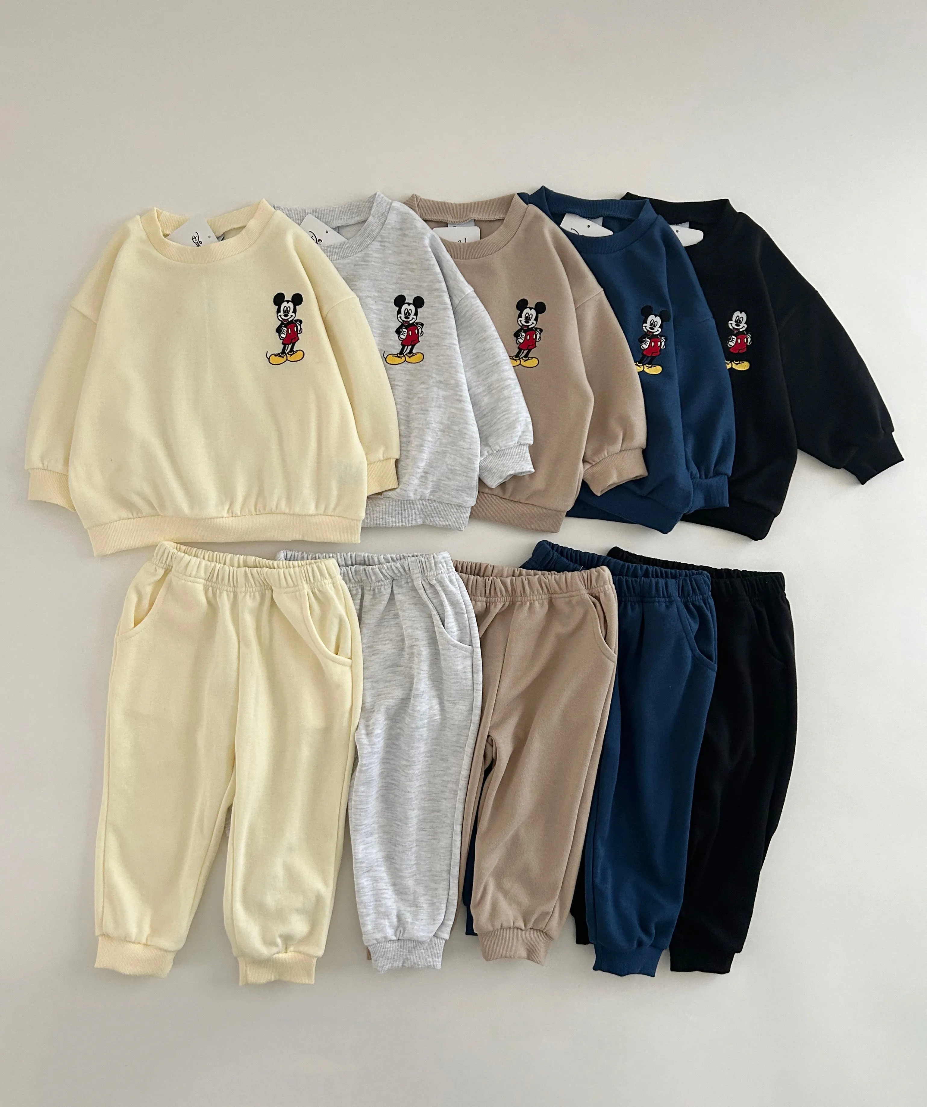 Toddler Mickey Mouse Embroidered Sweatshirt and Jogger Pants Set (15m-8y) - 6 Colors