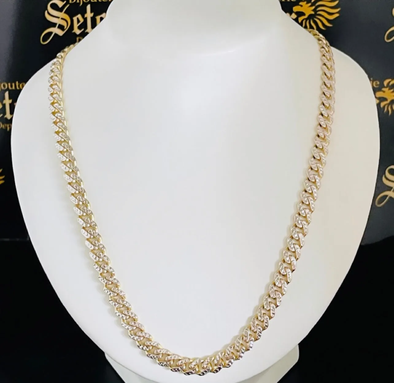 Two tone diamond cut Monaco chain MC166