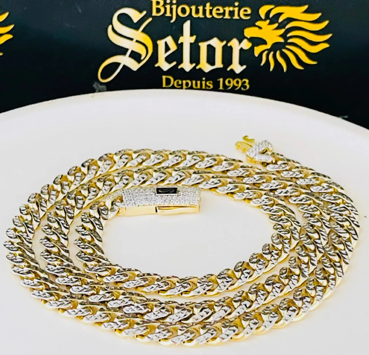 Two tone diamond cut Monaco chain MC166