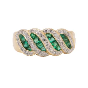 Unique Emerald Cabochon and Diamond Band 18K Gold R6718