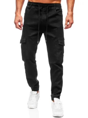 Uomo Pantaloni in jeans cargo jogger nero Bolf 8126