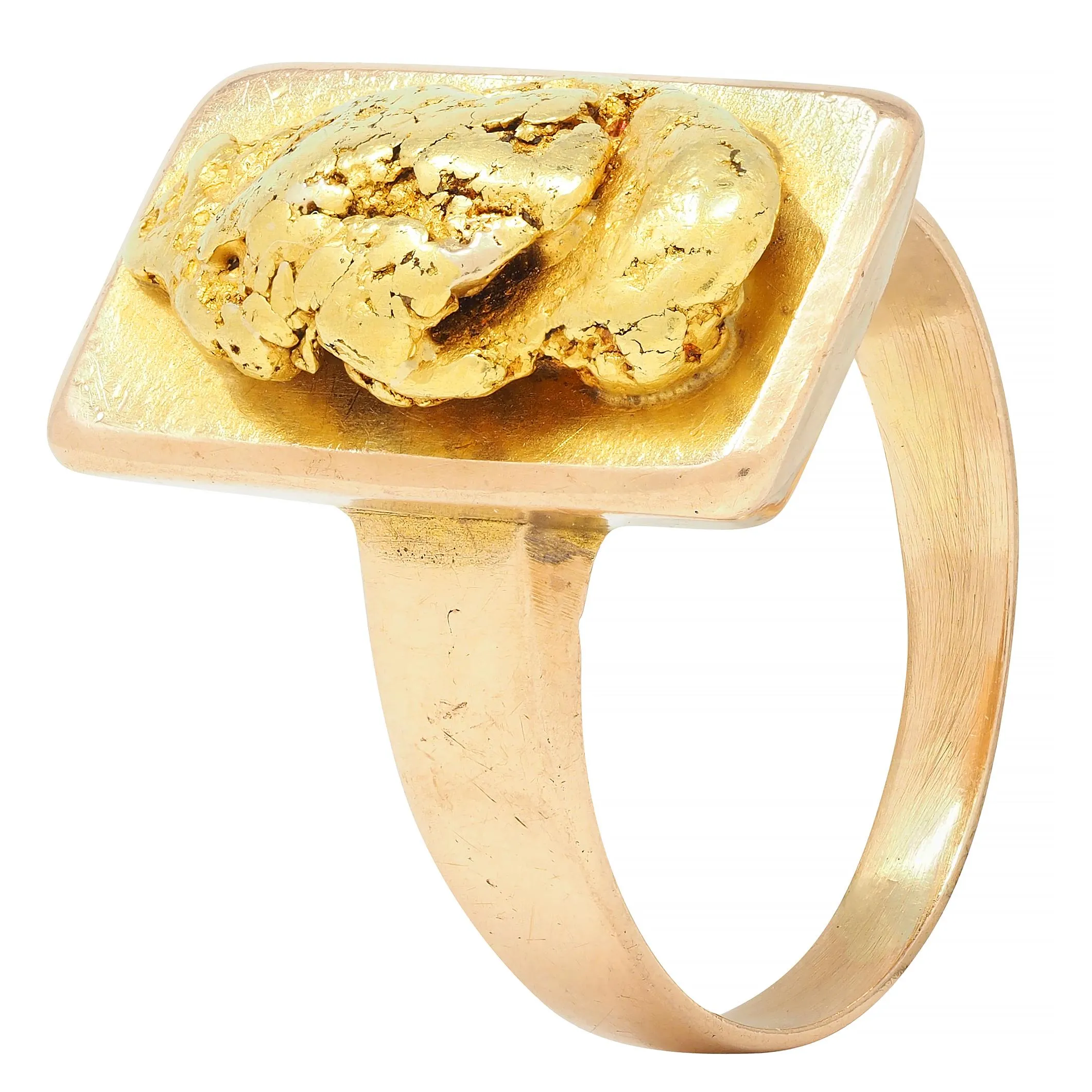 Victorian 14 Karat Rose Gold 24 Karat Gold Nugget Antique Gold Rush Ring