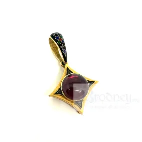 Victorian 18 kt Gold Garnet and Enamel Pendant