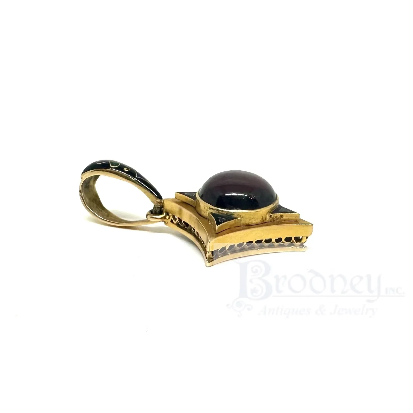 Victorian 18 kt Gold Garnet and Enamel Pendant