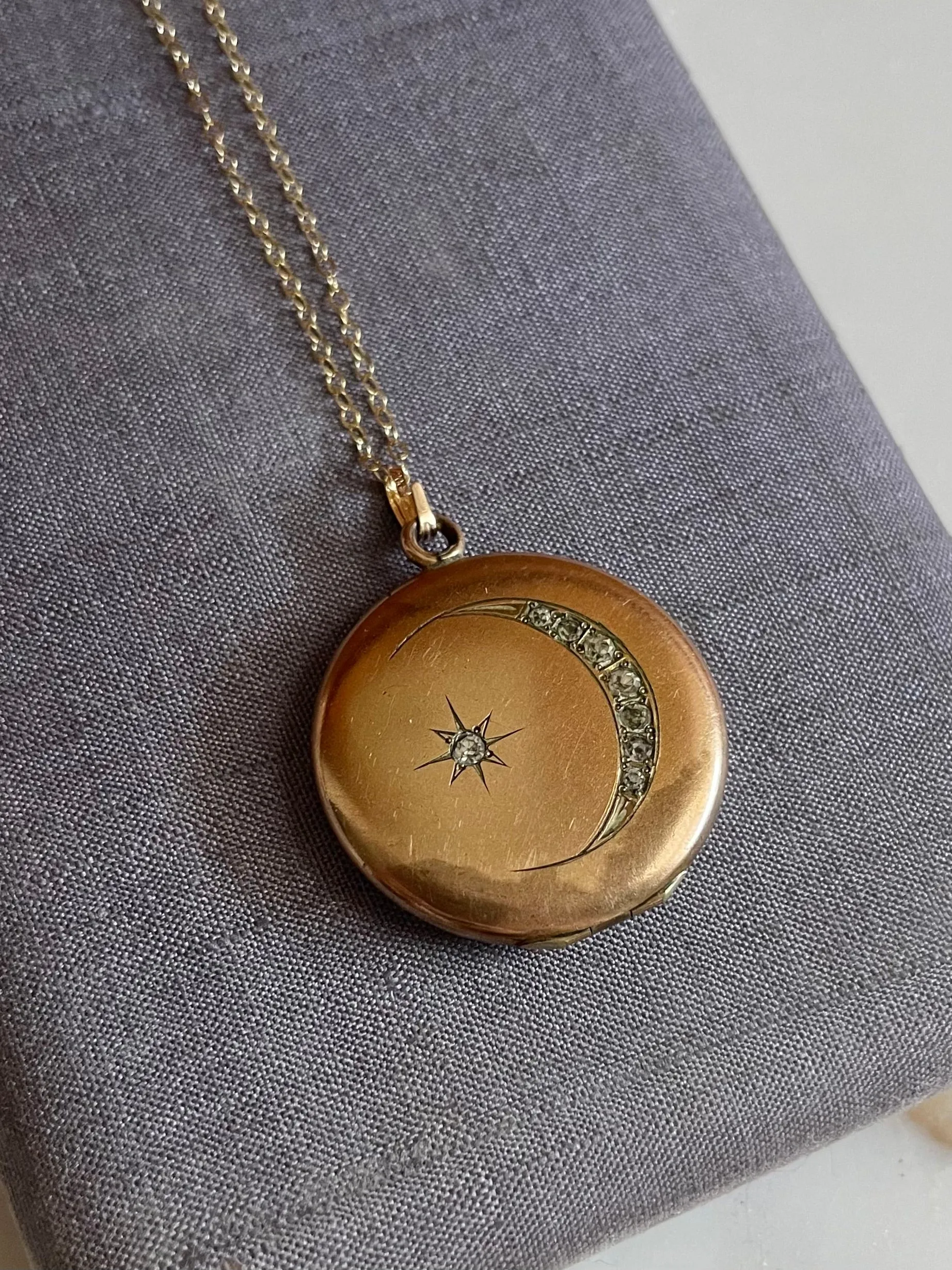 Victorian Crescent Moon & Star Locket