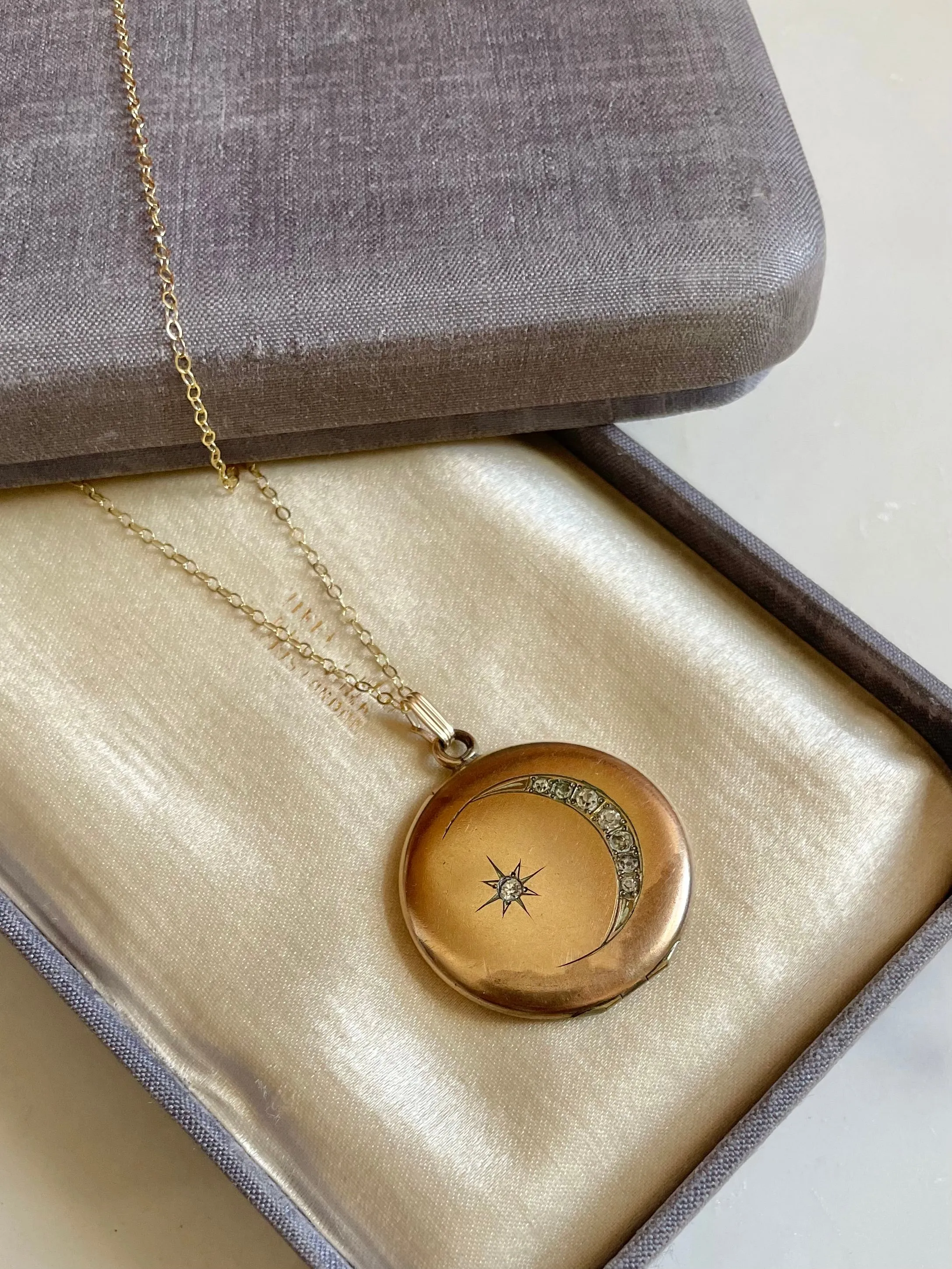 Victorian Crescent Moon & Star Locket