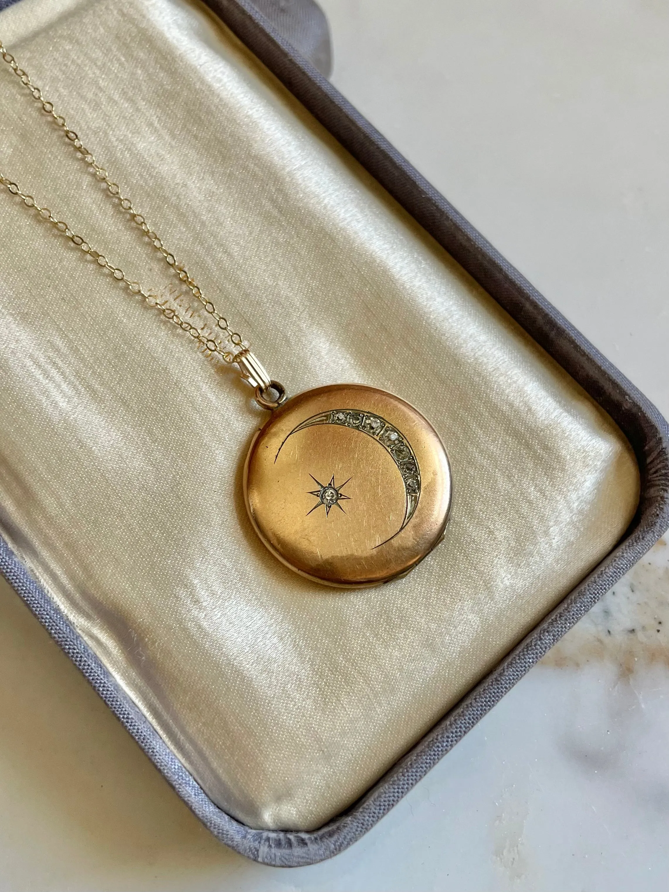 Victorian Crescent Moon & Star Locket