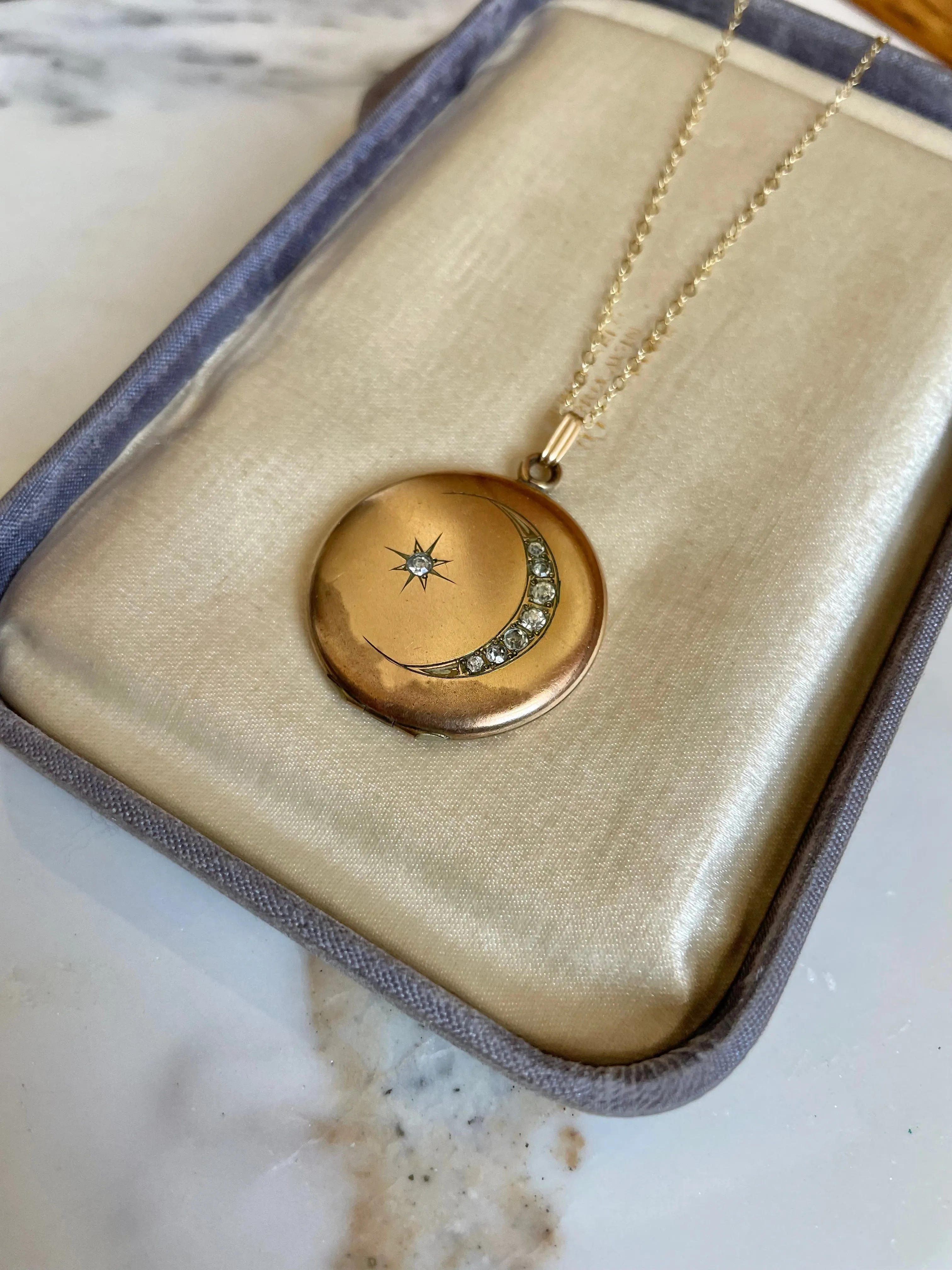 Victorian Crescent Moon & Star Locket