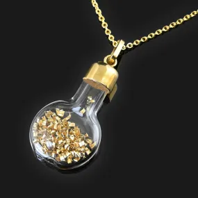 Vintage 14K Gold Flake Shaker Pendant Necklace