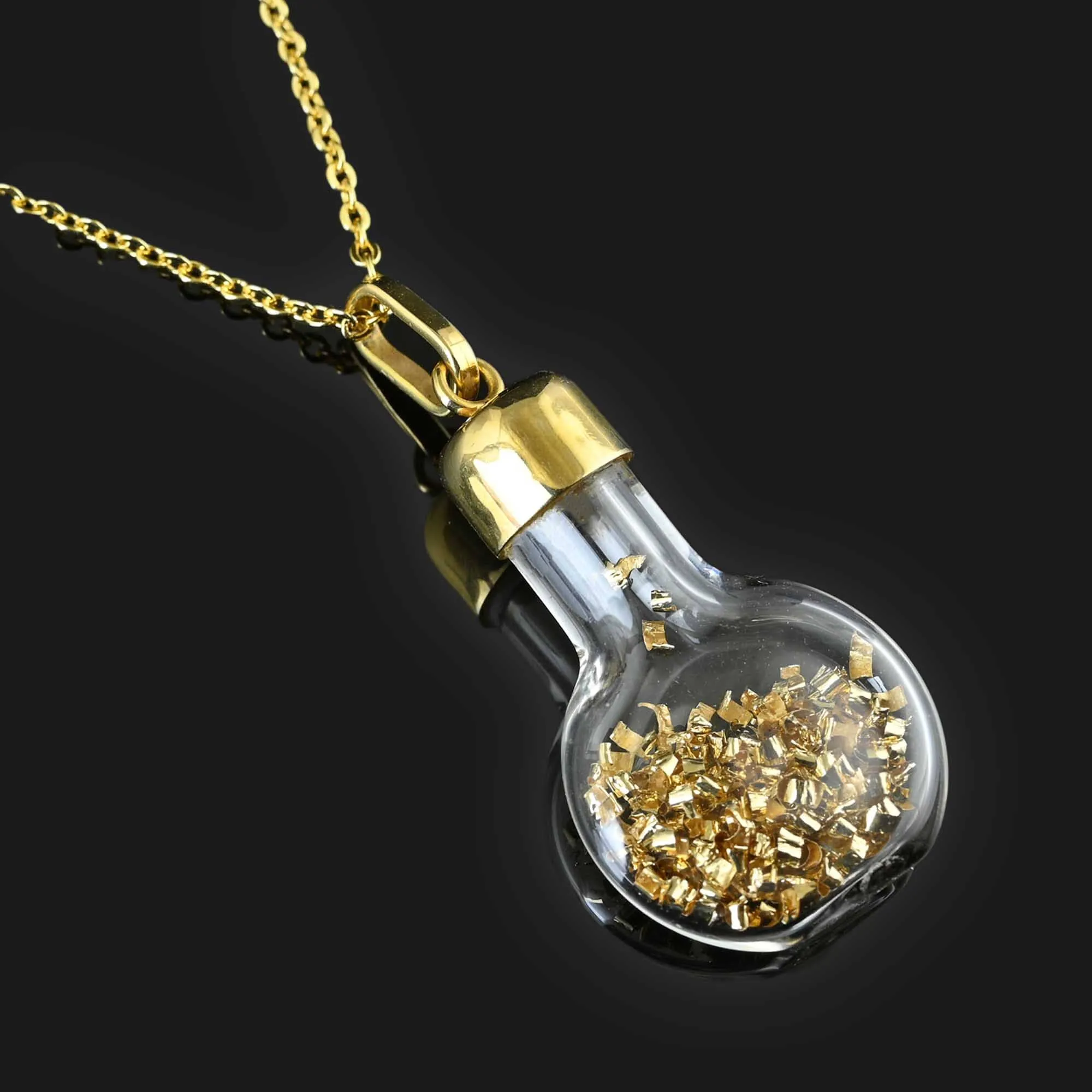 Vintage 14K Gold Flake Shaker Pendant Necklace