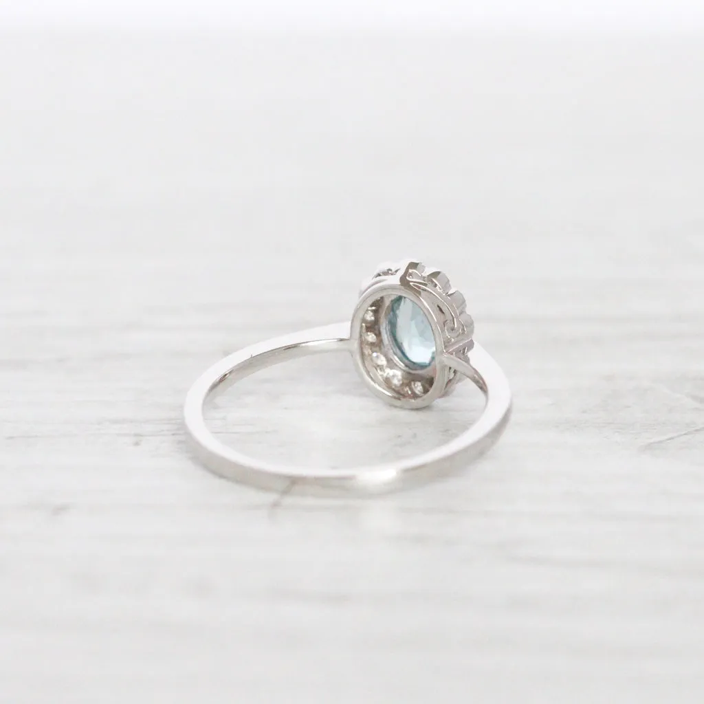 Vintage Style 0.37 Carat Aquamarine and Diamond Cluster