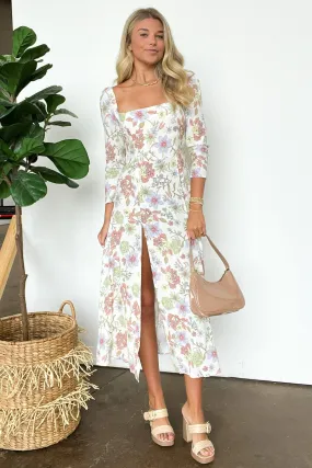 Vivacious Charm Slit Front Floral Dress