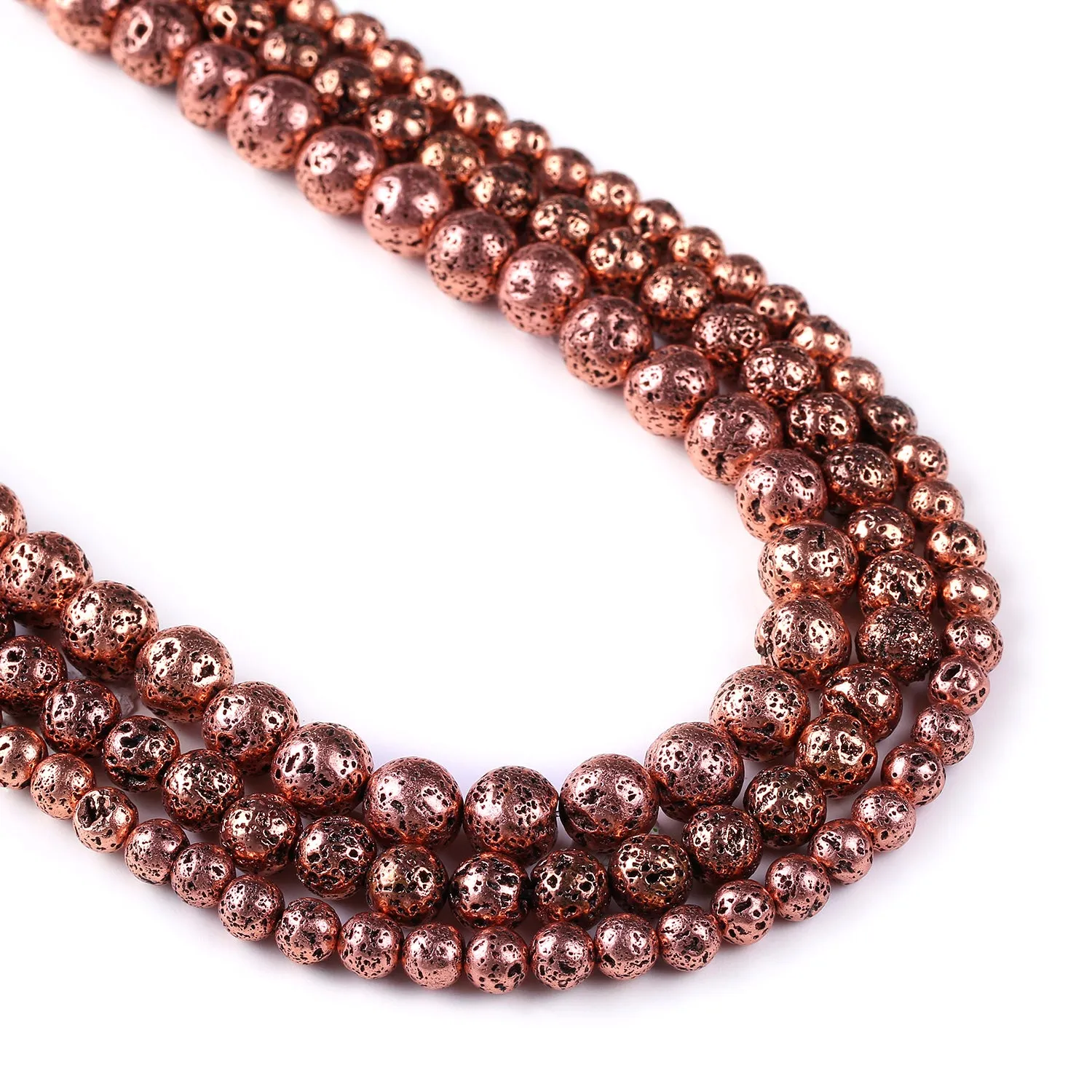 Wholesale Rose Gold Plated Lava Round Beads 6 8 10mm volcanic stone beads 15 Full Strand 103030