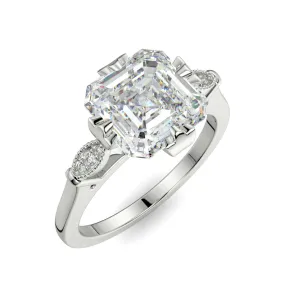 “Willah” Asscher Cut Vintage Engagement Ring 