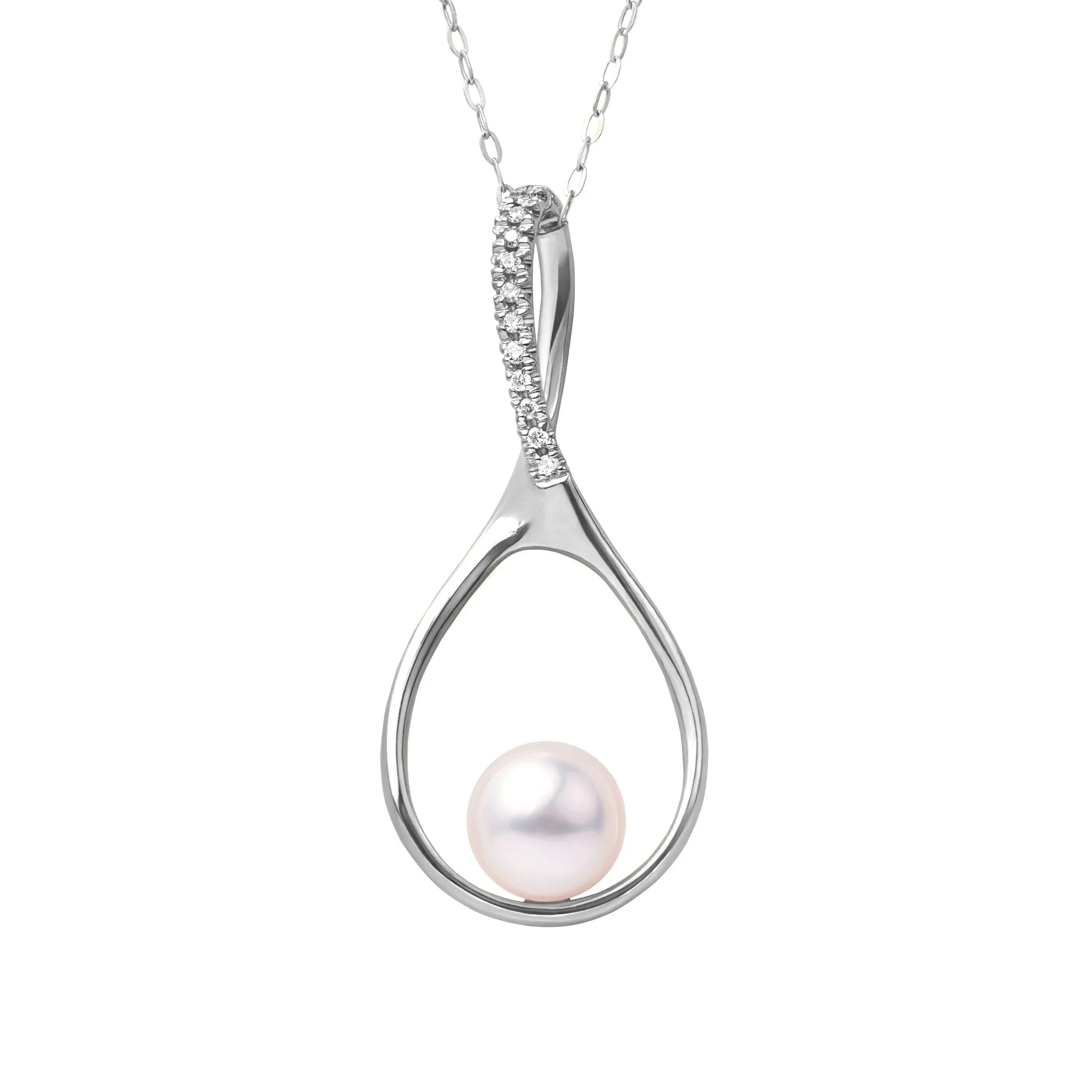 Wishbone Collection 7.0-7.5 mm Akoya Pearl and Diamond Pendant