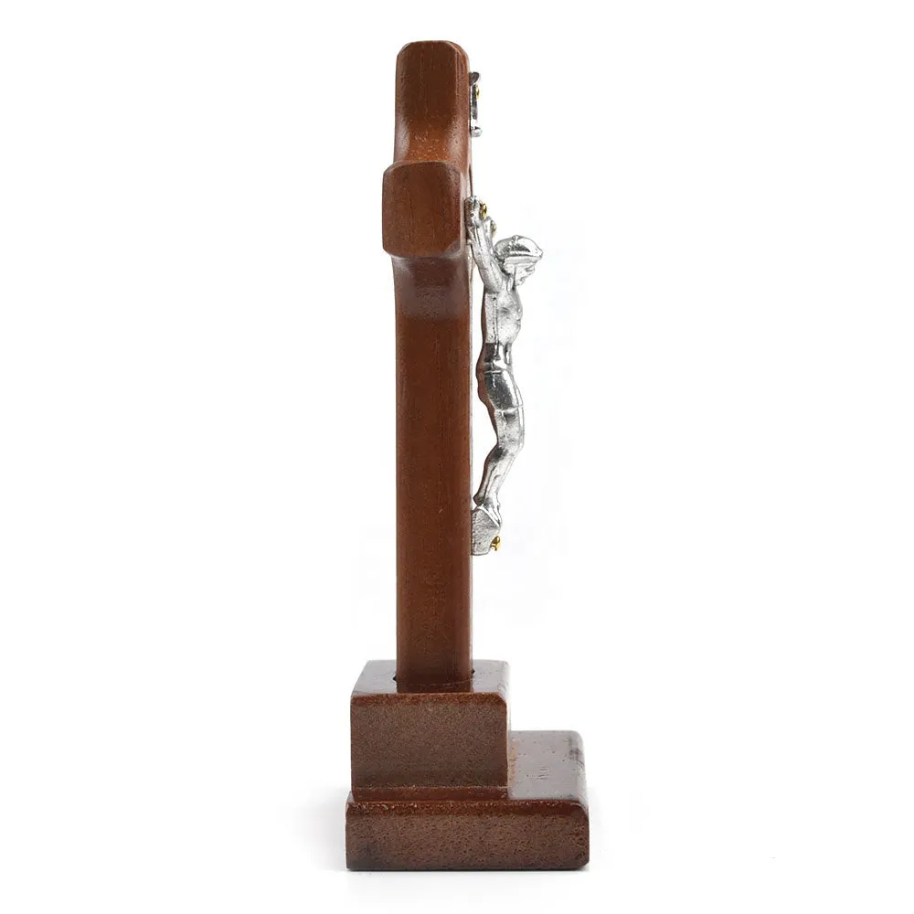 Wood St Benedict Standing Crucifix - 13cm