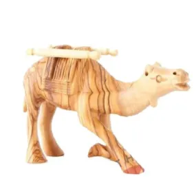 Wooden Camel Kneeling, Hand Carved Nativity Figurine 4.7