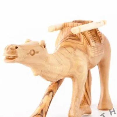 Wooden Camel Kneeling, Hand Carved Nativity Figurine 4.7