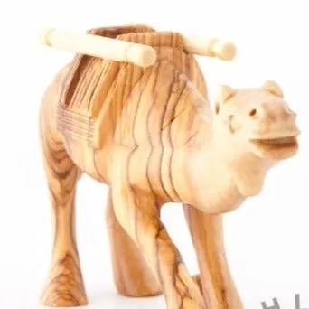 Wooden Camel Kneeling, Hand Carved Nativity Figurine 4.7