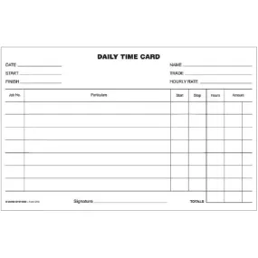 Zions Daily Time Cards DTC Card Employee Tasks Tracking 250 Pack